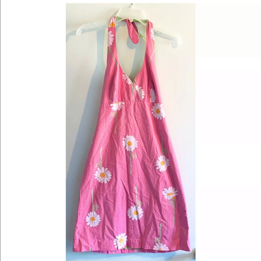 Lilly Pulitzer Vintage Daisy Pink Halter Dress